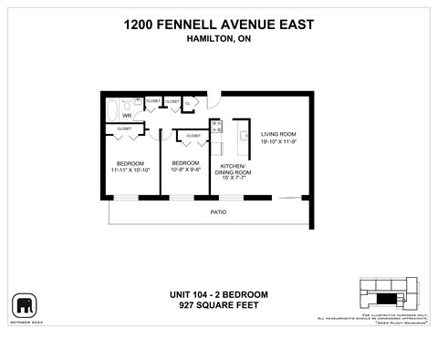 Floor plan for 2 beds, 1 bath, 749 sqft